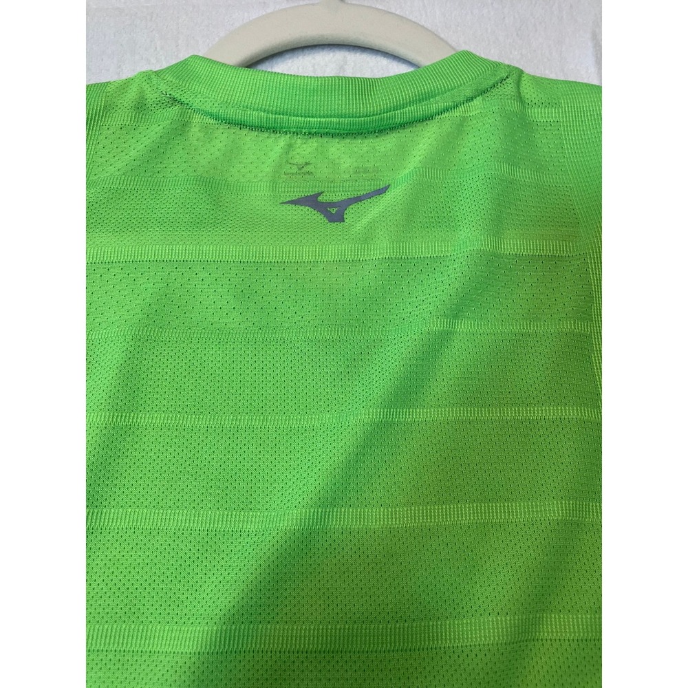 Mizuno Mens Small Breath Thermo Japan Engineered Running Shirt Lime Green V-Neck - Picture 12 of 13